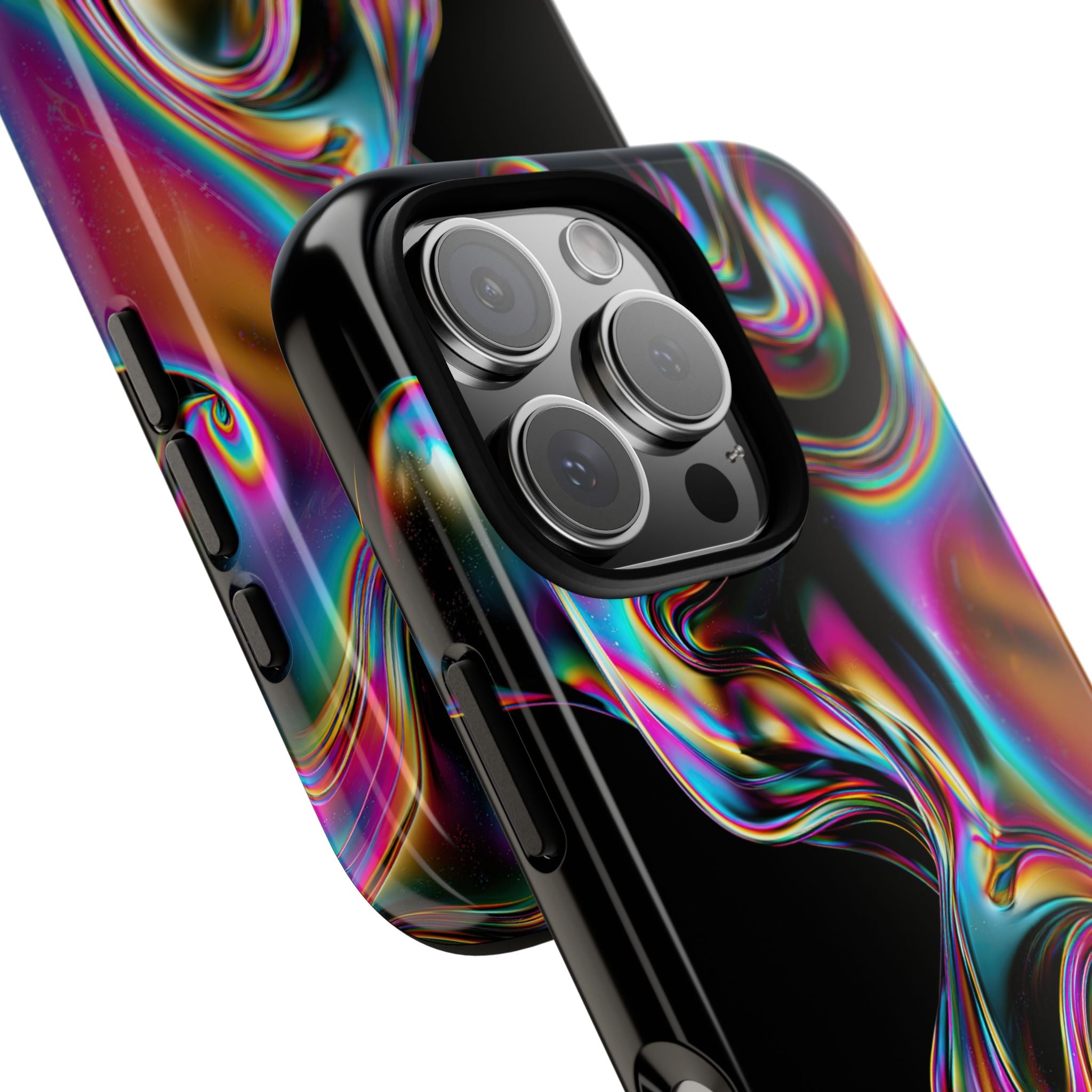 Purple Tough Phone Case for iPhone - Liquid Neon Chrome