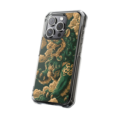 Imperial Guardian Lion · Clear Impact Magnetic Phone Case for iPhone · Green