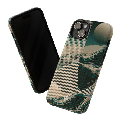 Green Tough Phone Case for iPhone - Lunar Moss Topography