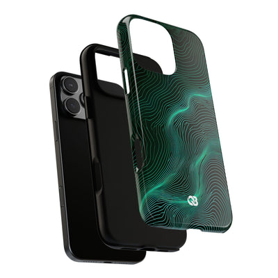 Teal Tough Phone Case for iPhone - Neon Jade Contour