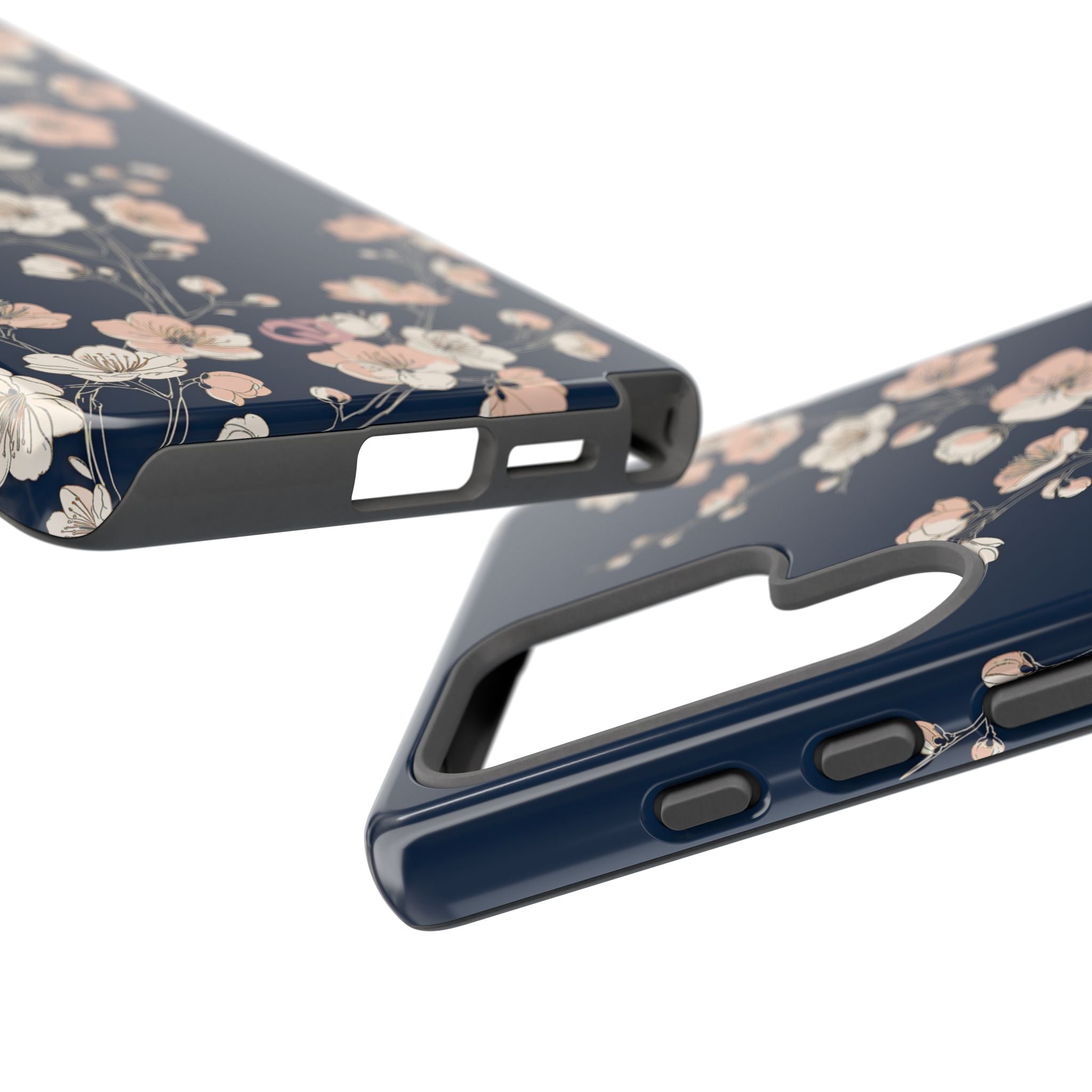 Blue Tough Phone Case for Samsung - Midnight Peach Sakura