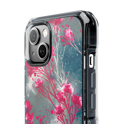 Cyber Blossom · Clear Impact Magnetic Phone Case for iPhone · Teal