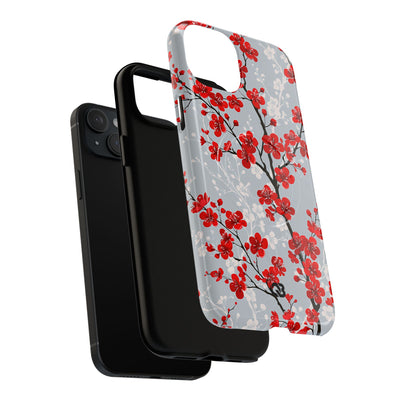 Grey Tough 2.0 Magsafe Phone Case for iPhone - Crimson Sakura Slate