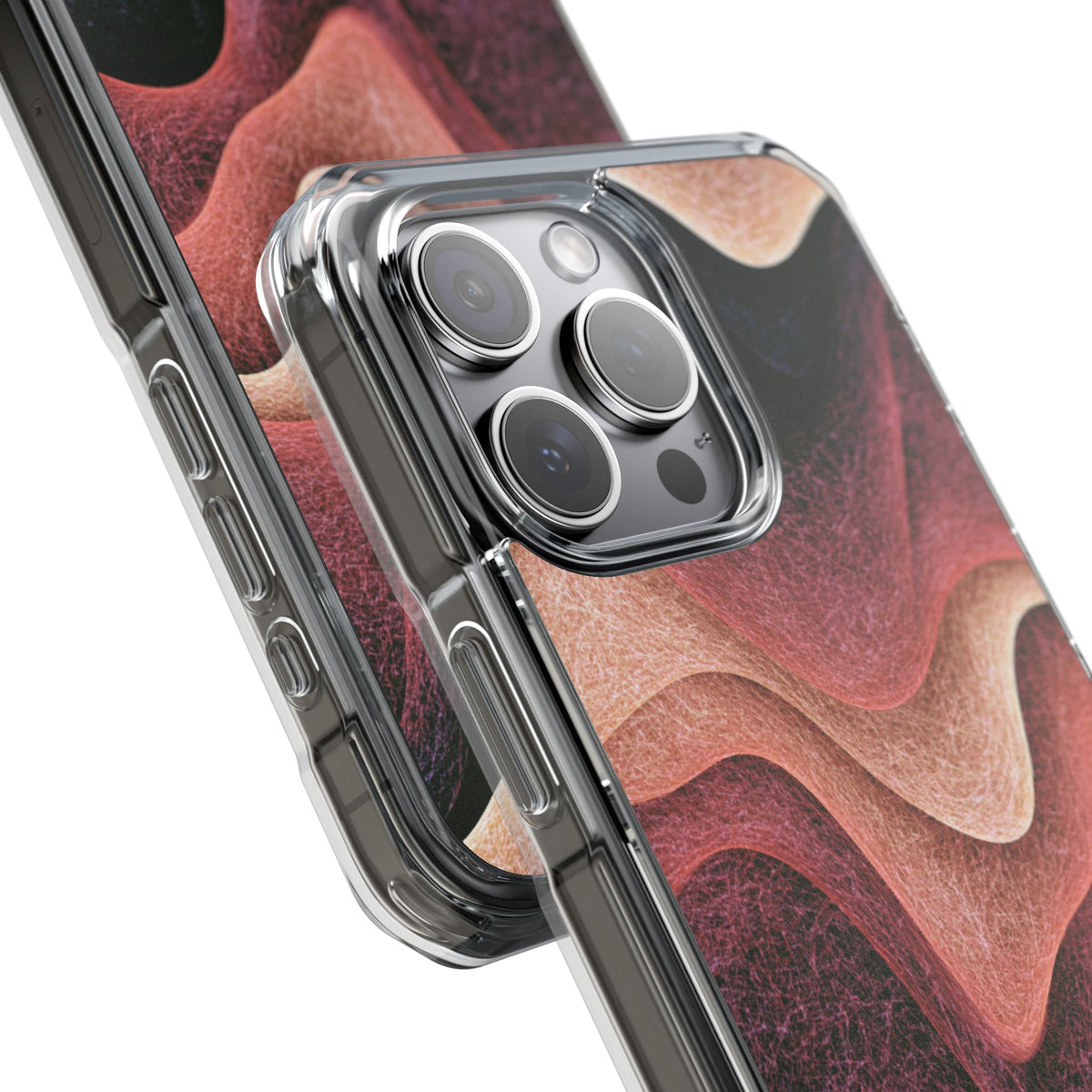 Rose Contour Waves · Clear Impact Magnetic Phone Case for iPhone · Pink