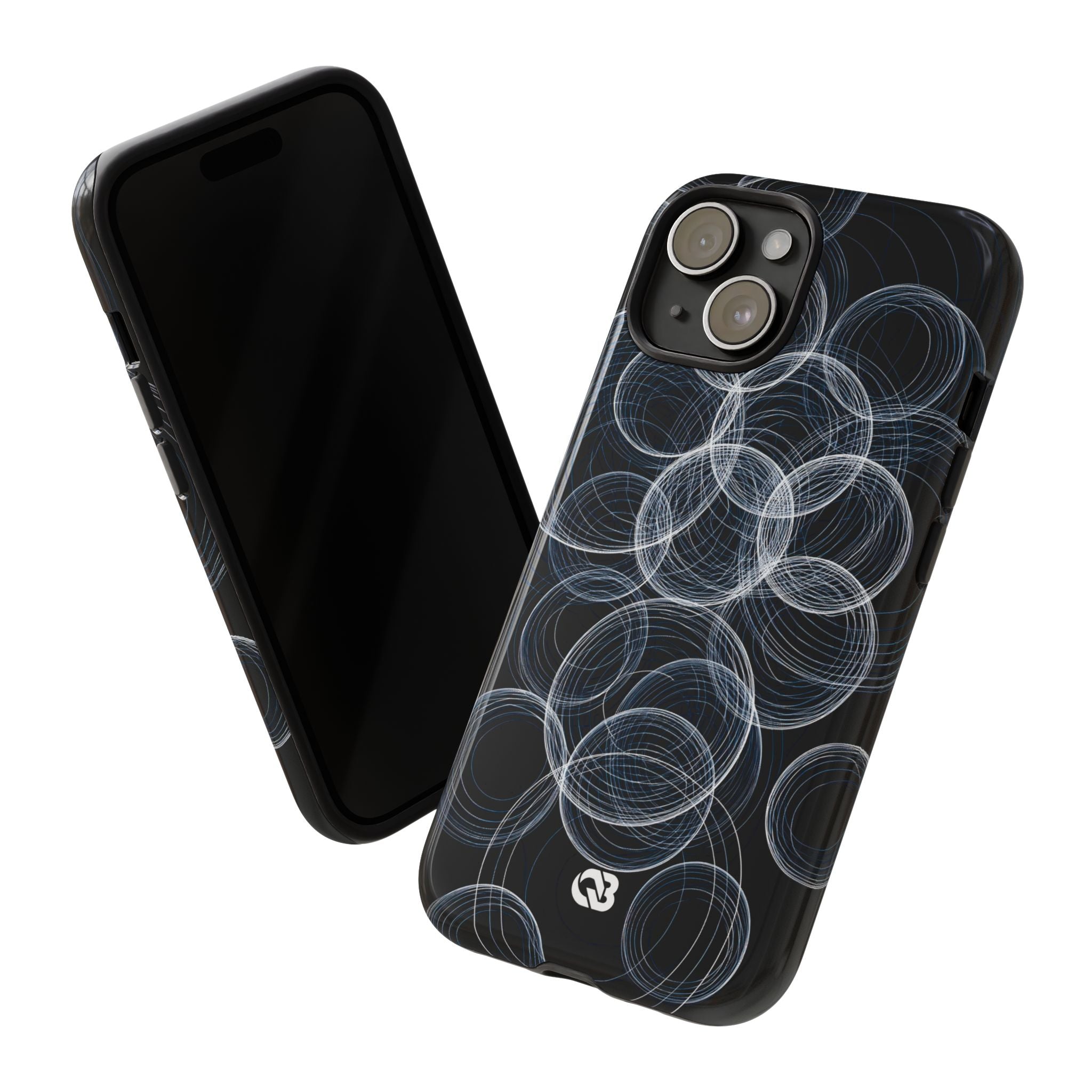 Black Tough Phone Case for iPhone - Frosted Ring Matrix