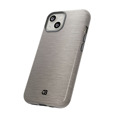 Grey Tough Phone Case for iPhone - Brushed Nickel Linen