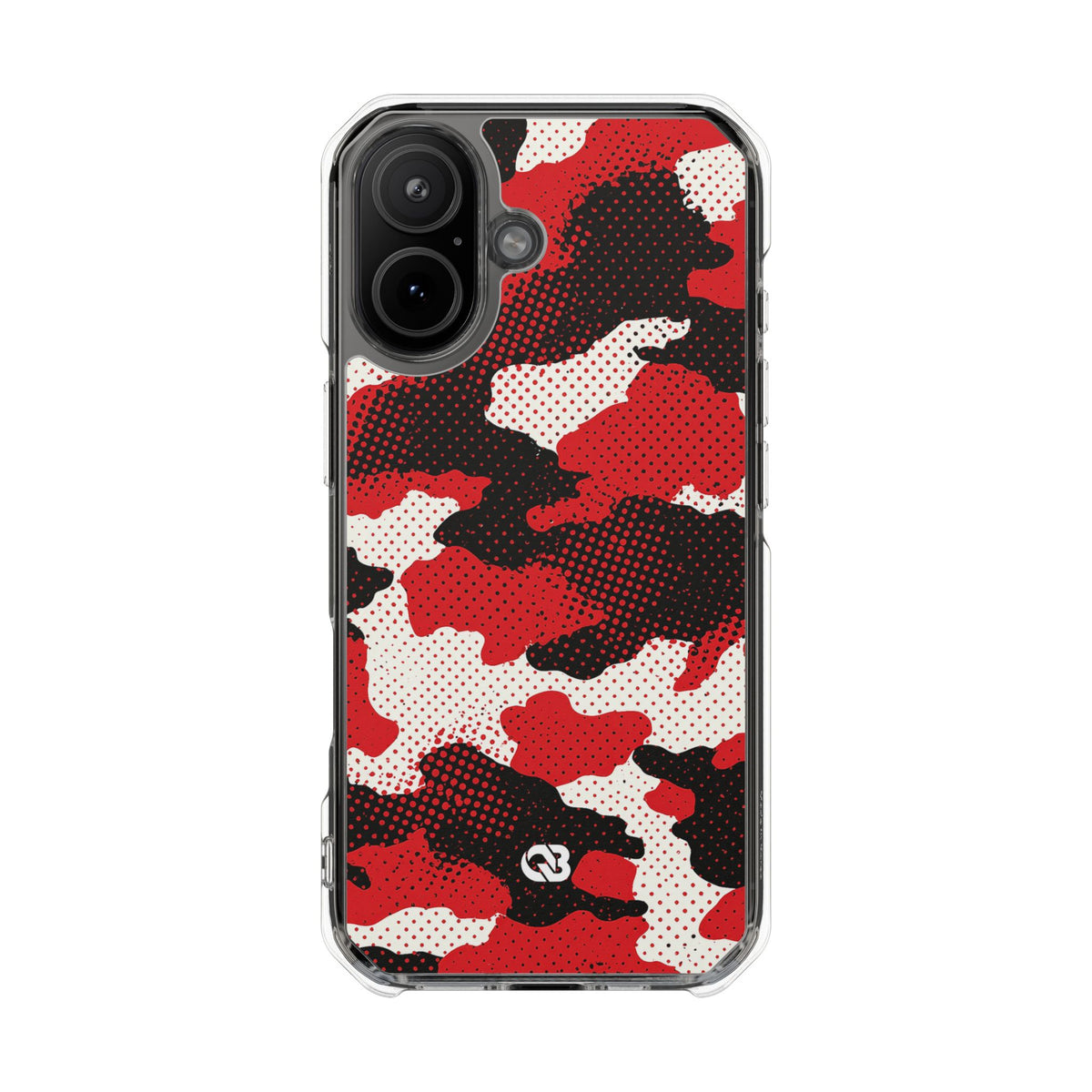 Crimson Halftone Camo · Clear Impact Magnetic Phone Case for iPhone · Red