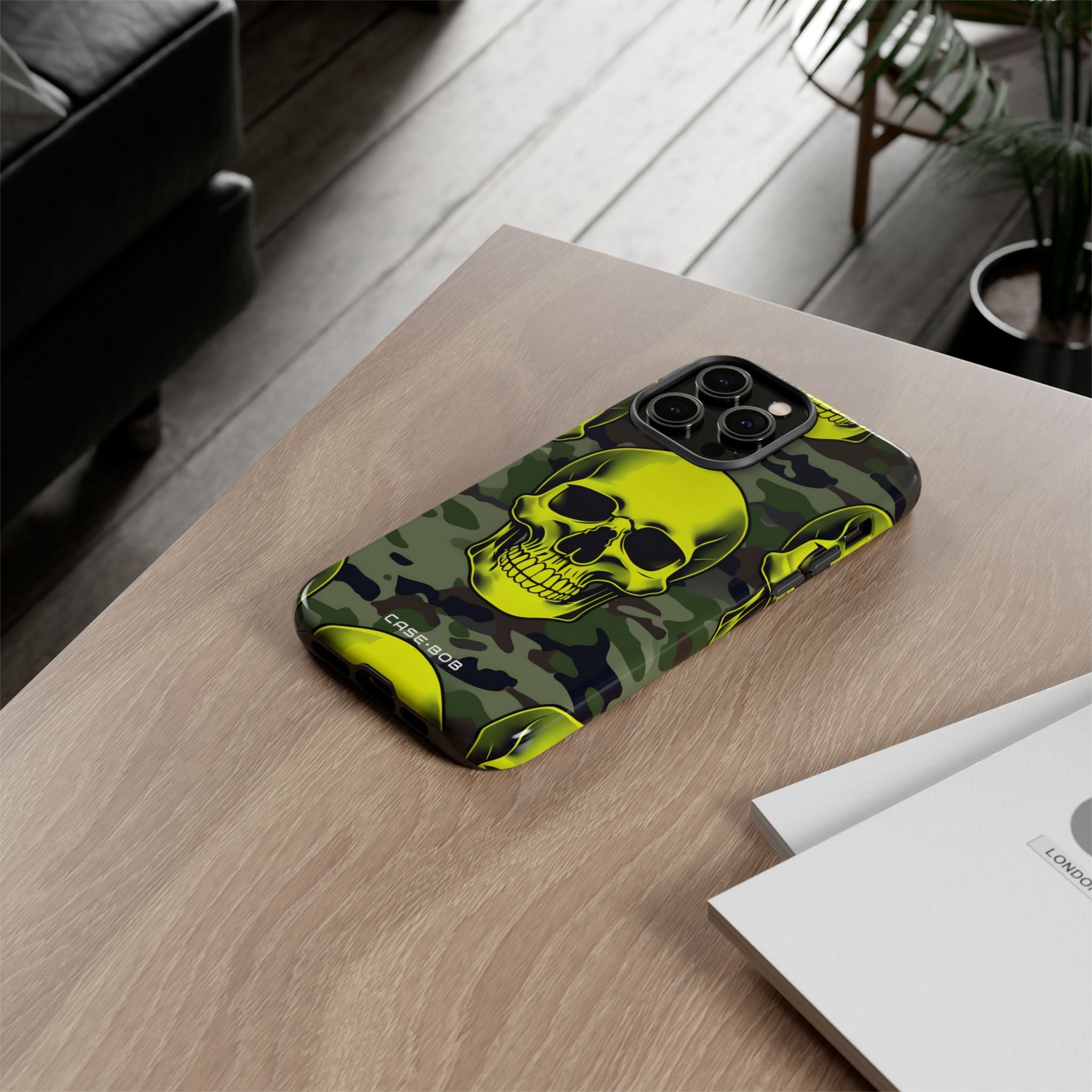 Neon Skull Camo iPhone 14 Pro Max Skal - Tough