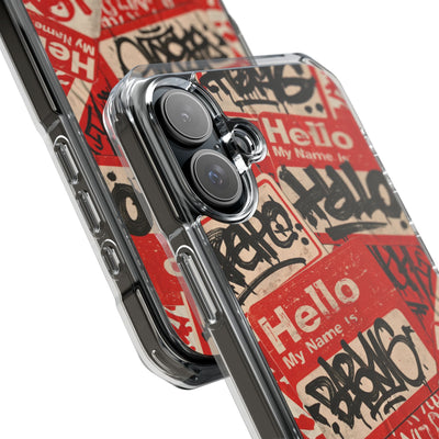 Slap Tag Collage · Clear Impact Magnetic Phone Case for iPhone · Red