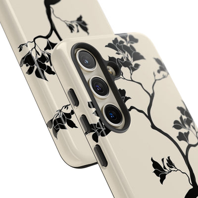 Beige Tough Phone Case for Samsung - Obsidian Bonsai Silhouette