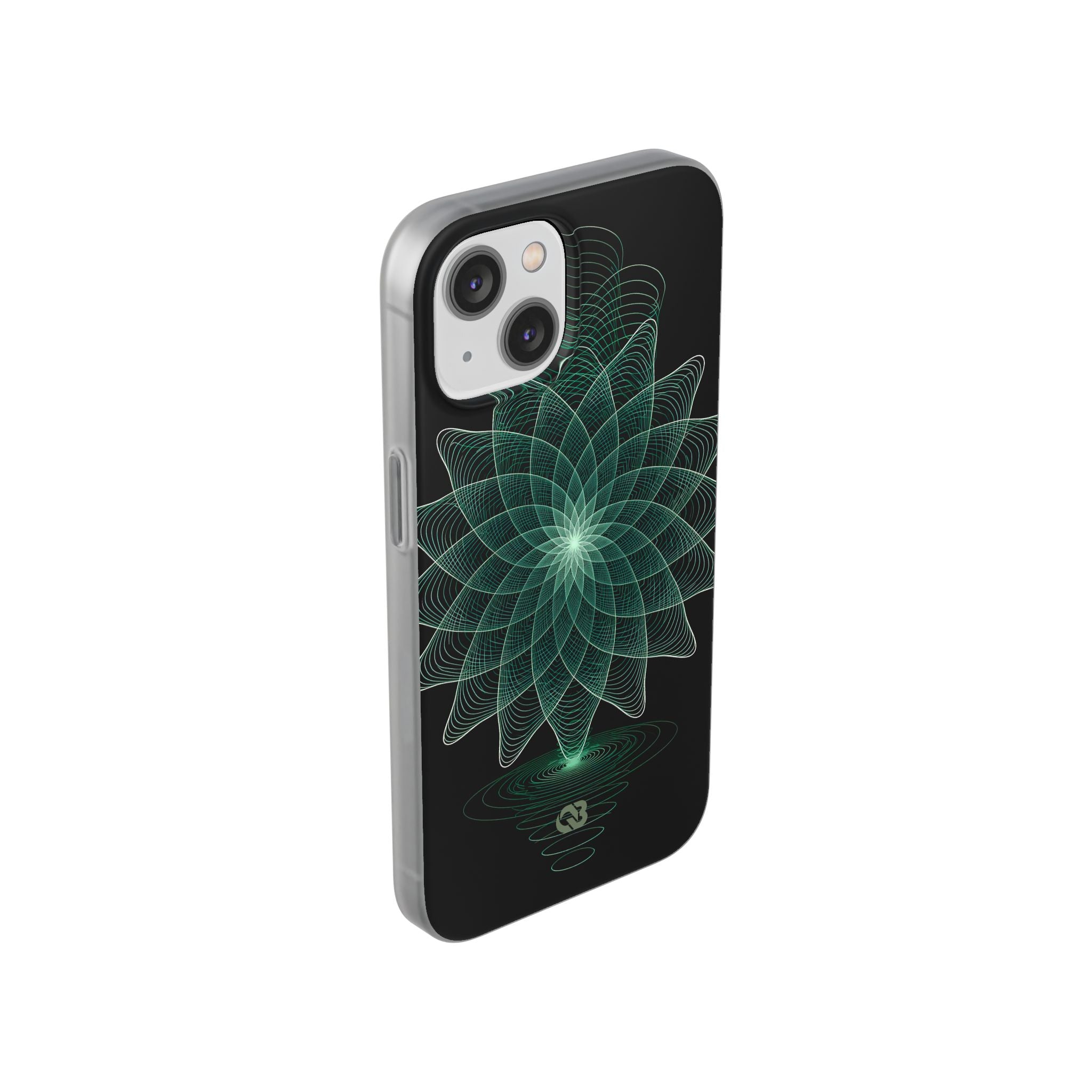 Green Lite Phone Case for iPhone - Cyan Signal Bloom