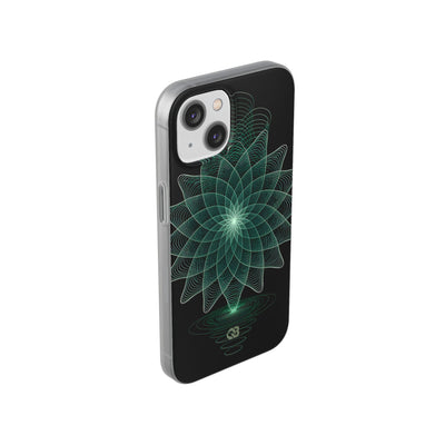 Green Lite Phone Case for iPhone - Cyan Signal Bloom