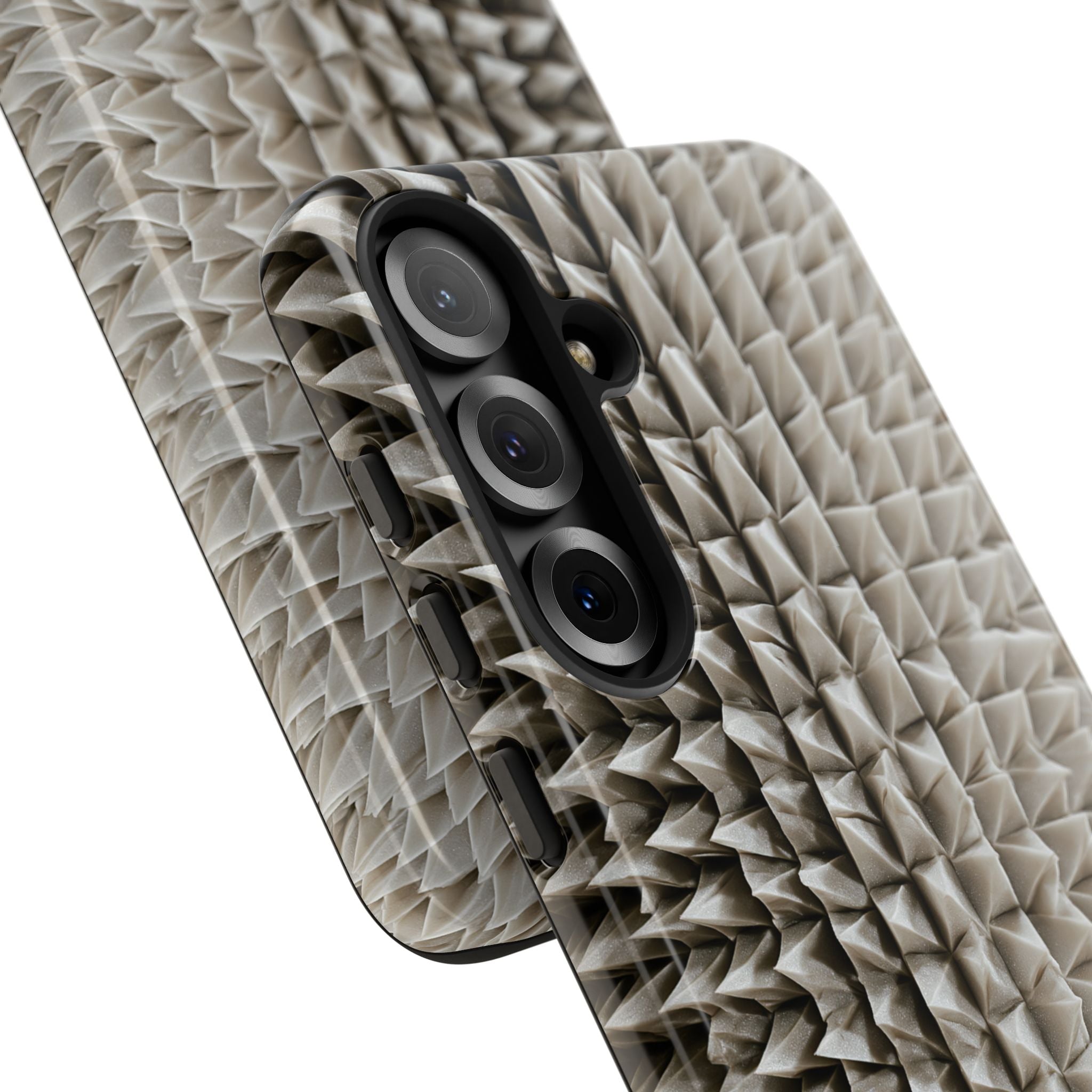 Beige Tough Phone Case for Samsung - Bone Spiked Grid