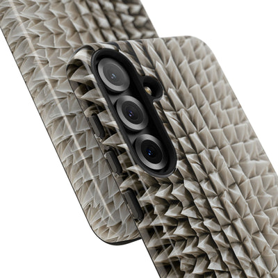 Beige Tough Phone Case for Samsung - Bone Spiked Grid