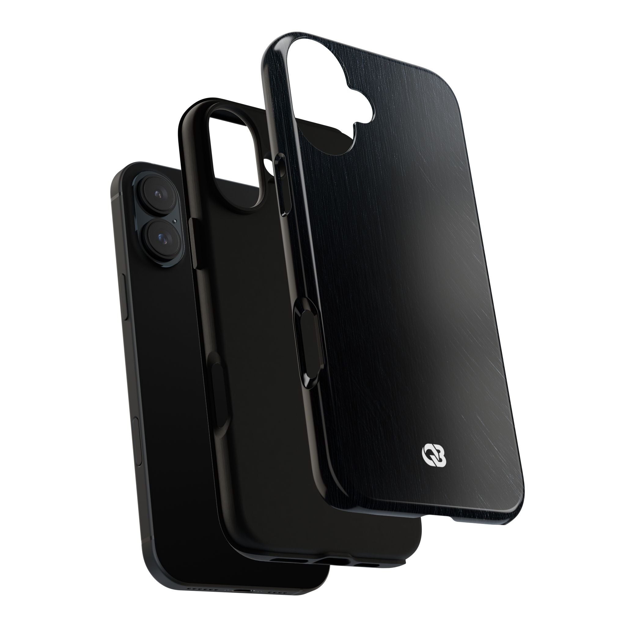 Black Tough Phone Case for iPhone - Midnight Brushed Grain