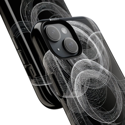 Black Tough 2.0 Magsafe Phone Case for iPhone - Kinetic Wireframe Orbit