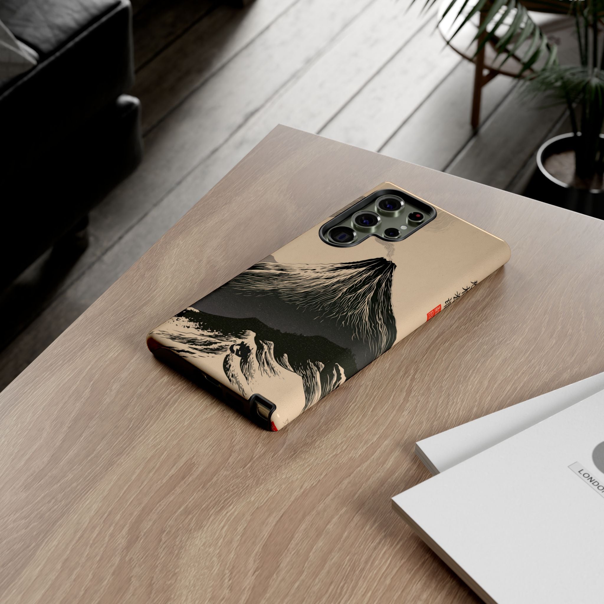 Beige Tough Phone Case for Samsung - Obsidian Ink Summit