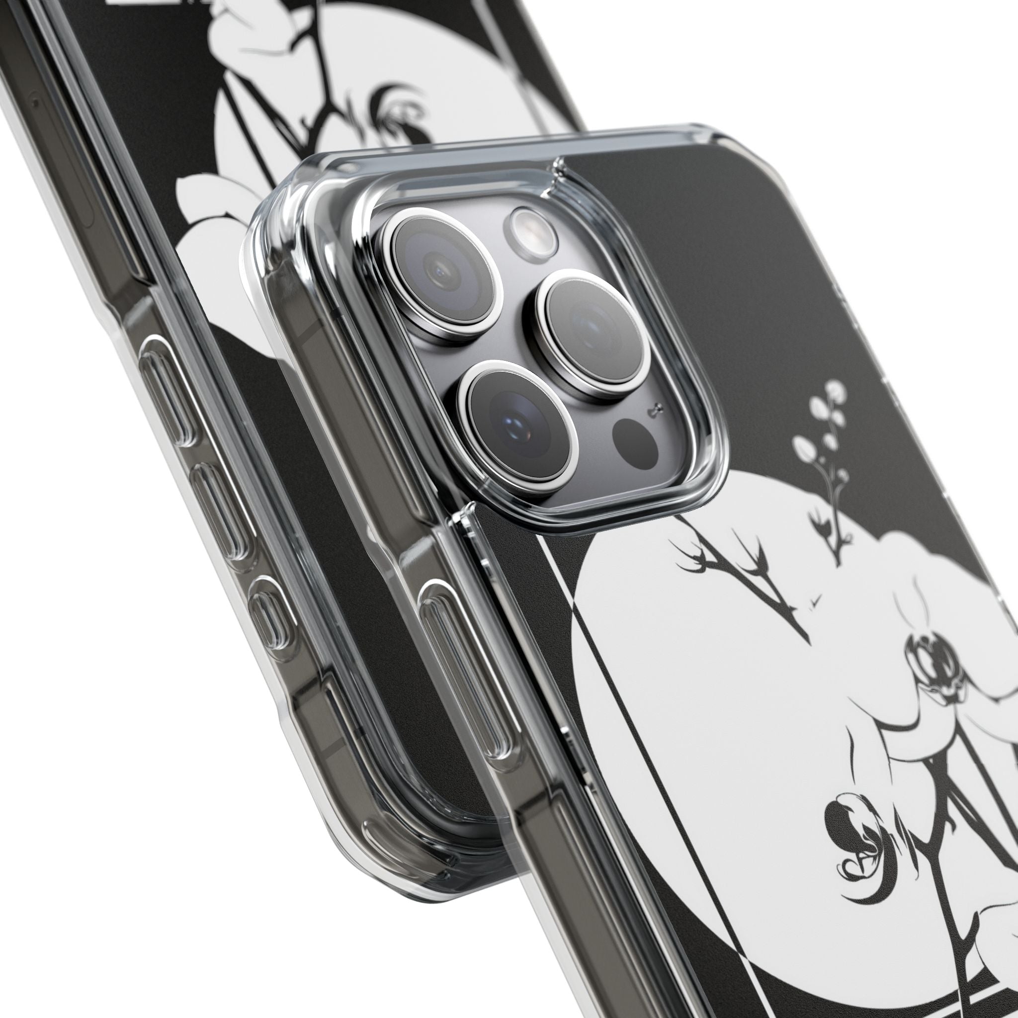 Black Impact MagSafe Phone Case for iPhone - Lunar Orchid Grid