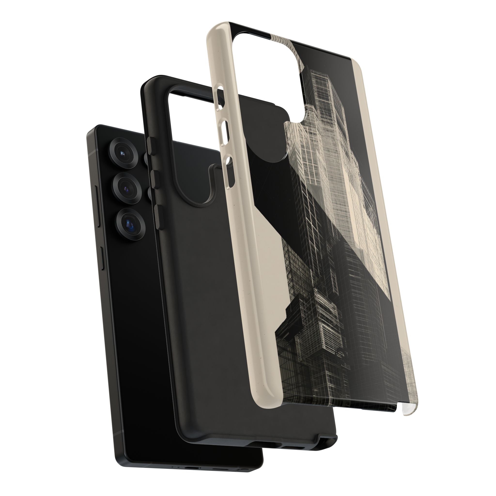 Beige Tough Phone Case for Samsung - Monolith Urban Grid
