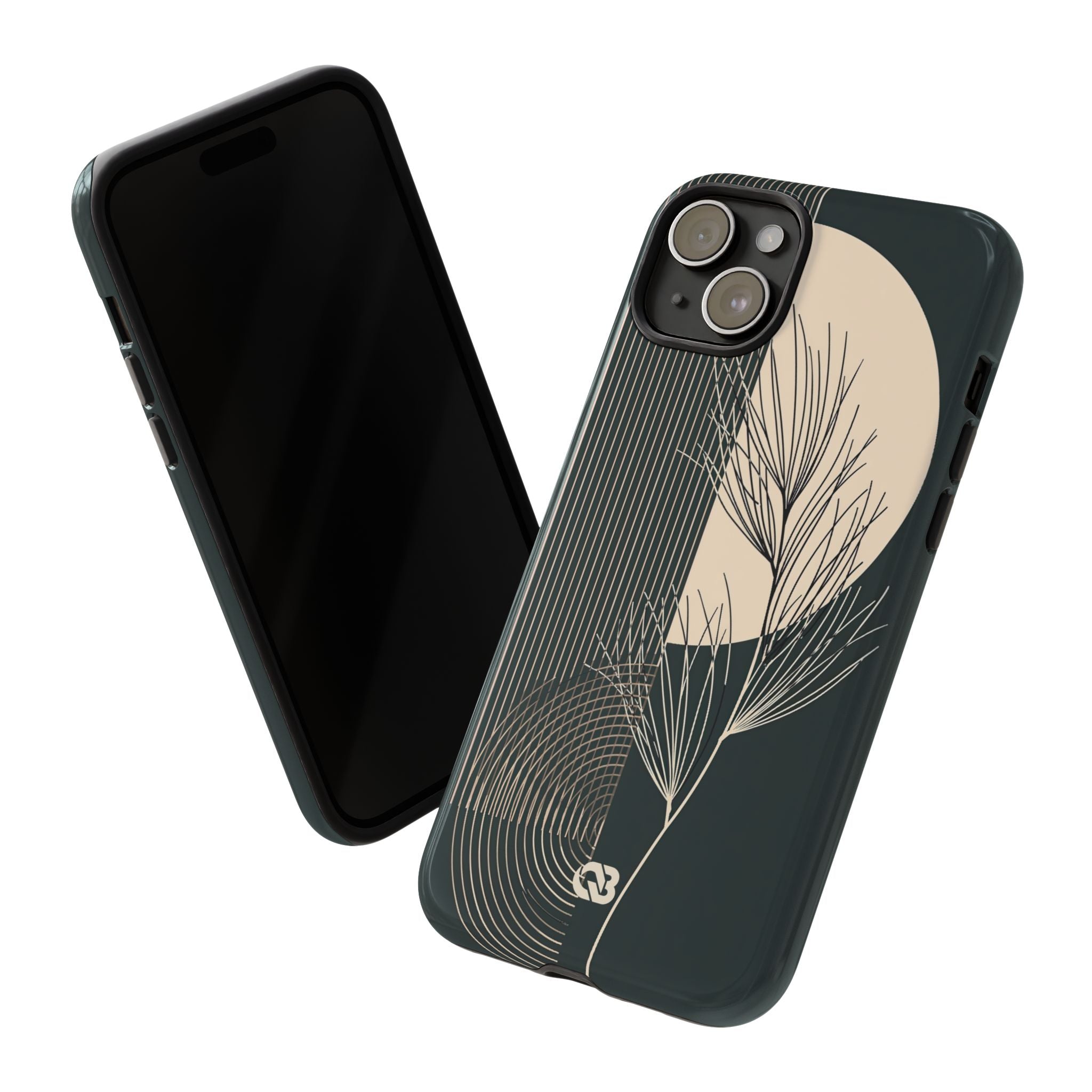 Black Tough Phone Case for iPhone - Obsidian Sand Willow