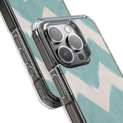 Teal Painted Chevron · Impact Coque de téléphone pour iPhone · Magsafe