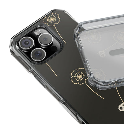 Black Impact MagSafe Phone Case for iPhone - Obsidian Sand Petals