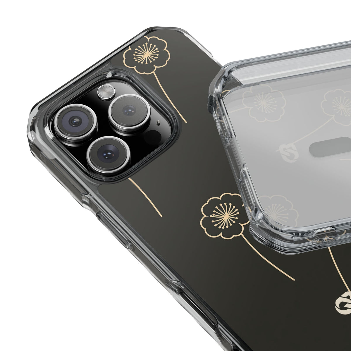 Nocturne Bloom Contours · Clear Impact Magnetic Phone Case for iPhone ·  Black