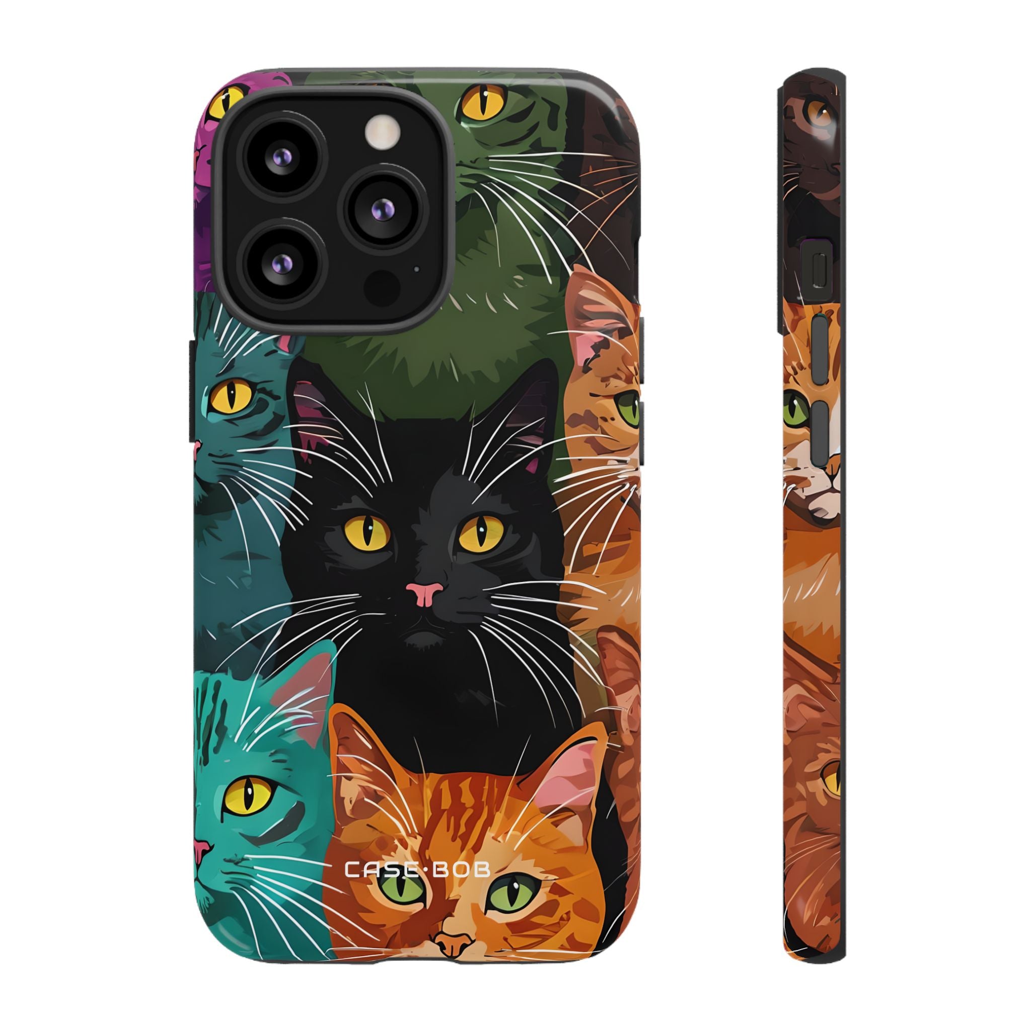 Teal Cat Grid iPhone 13 Pro Case - Tough