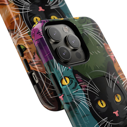 Teal Cat Grid iPhone 14 Pro Max Case - Tough+