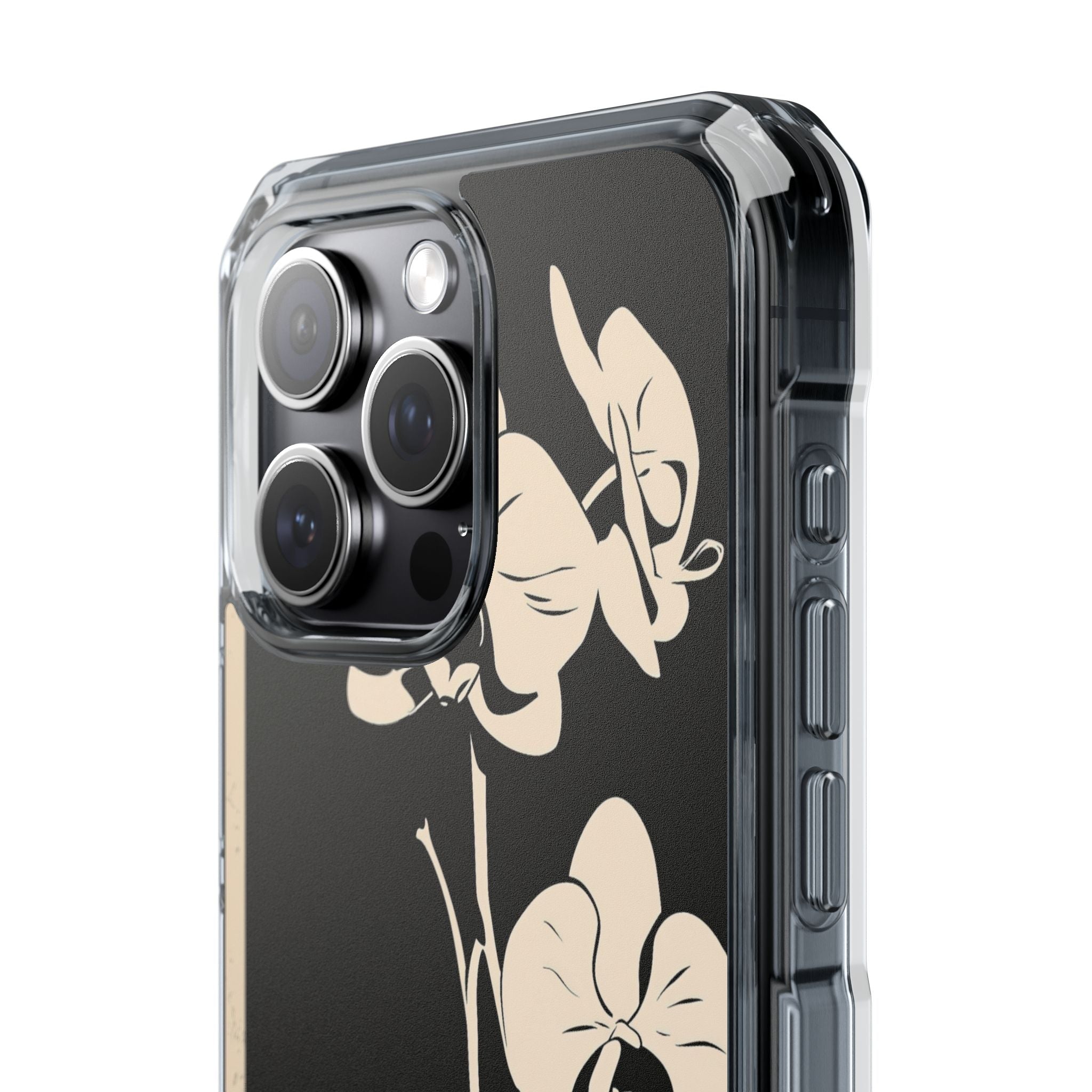 Black Impact MagSafe Phone Case for iPhone - Obsidian Bone Orchid