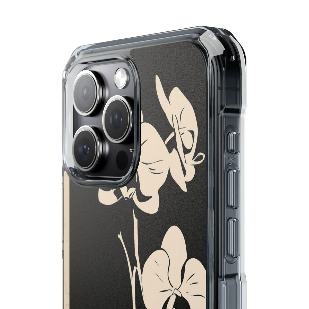 Nocturne Orchid · Clear Impact Magnetic Phone Case for iPhone ·  Black