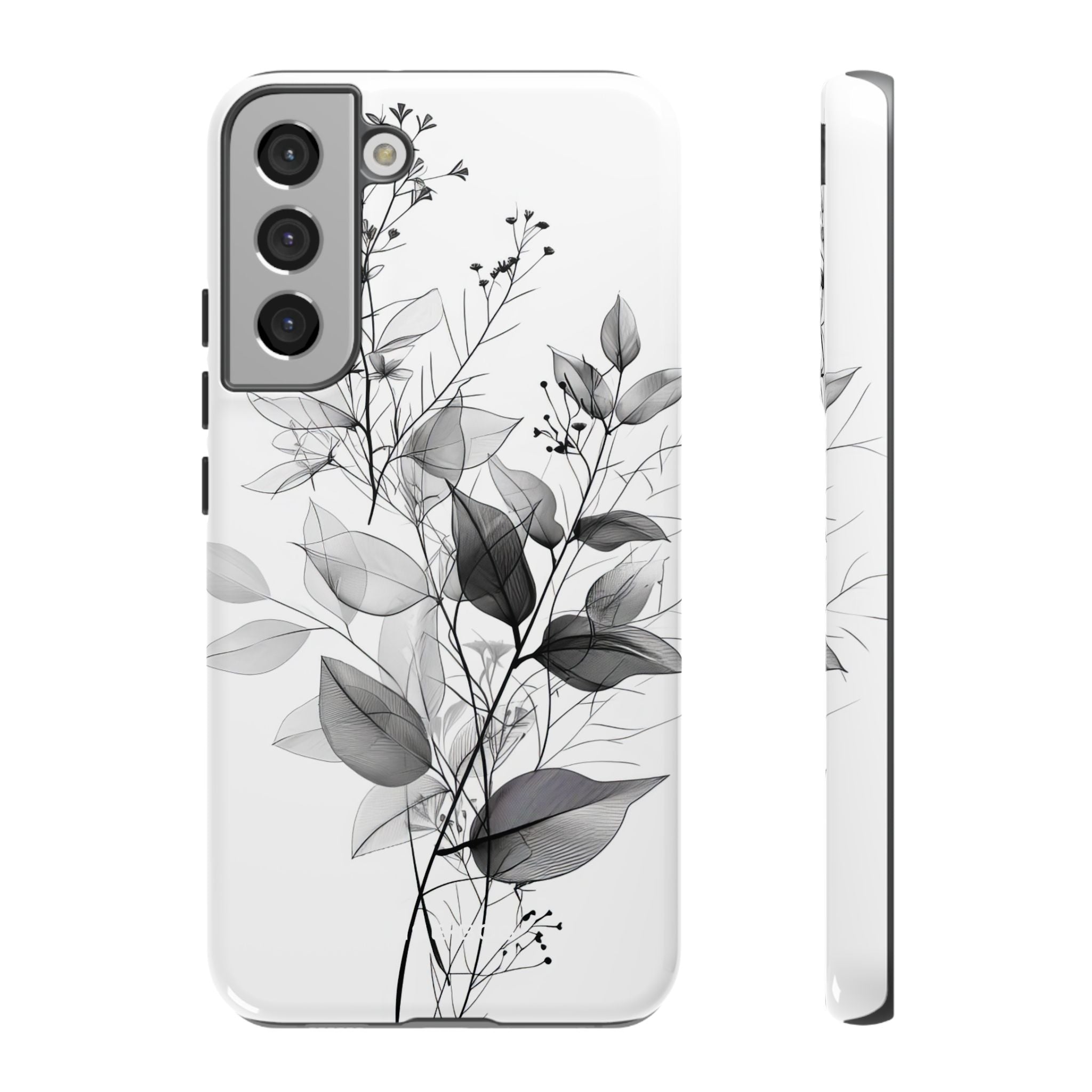Veined Leaves Gray Samsung S22 Plus Case - Tough