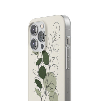 Green Lite Phone Case for iPhone - Muted Eucalyptus Sketch