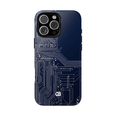 Blue Tough Phone Case for iPhone - Cobalt Data Stream
