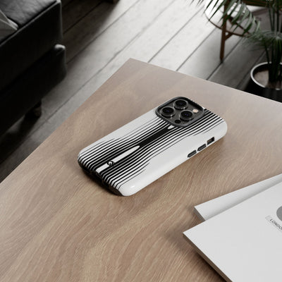 White Tough Phone Case for iPhone - Kinetic Mono Distortion