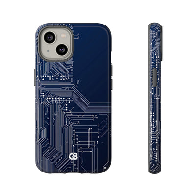 Blue Tough Phone Case for iPhone - Cobalt Data Stream