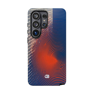 Blue Tough Phone Case for Samsung - Orange Orbit Grid