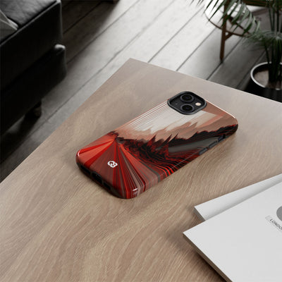 Red Tough Phone Case for iPhone - Crimson Pulse Horizon