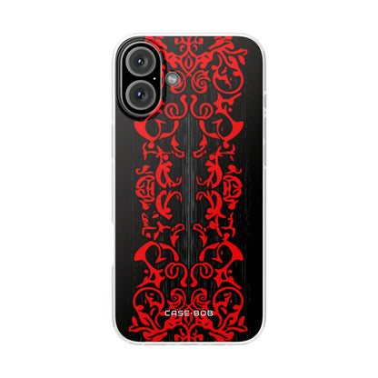 Crimson Spiral iPhone 16 Plus Case - Soft
