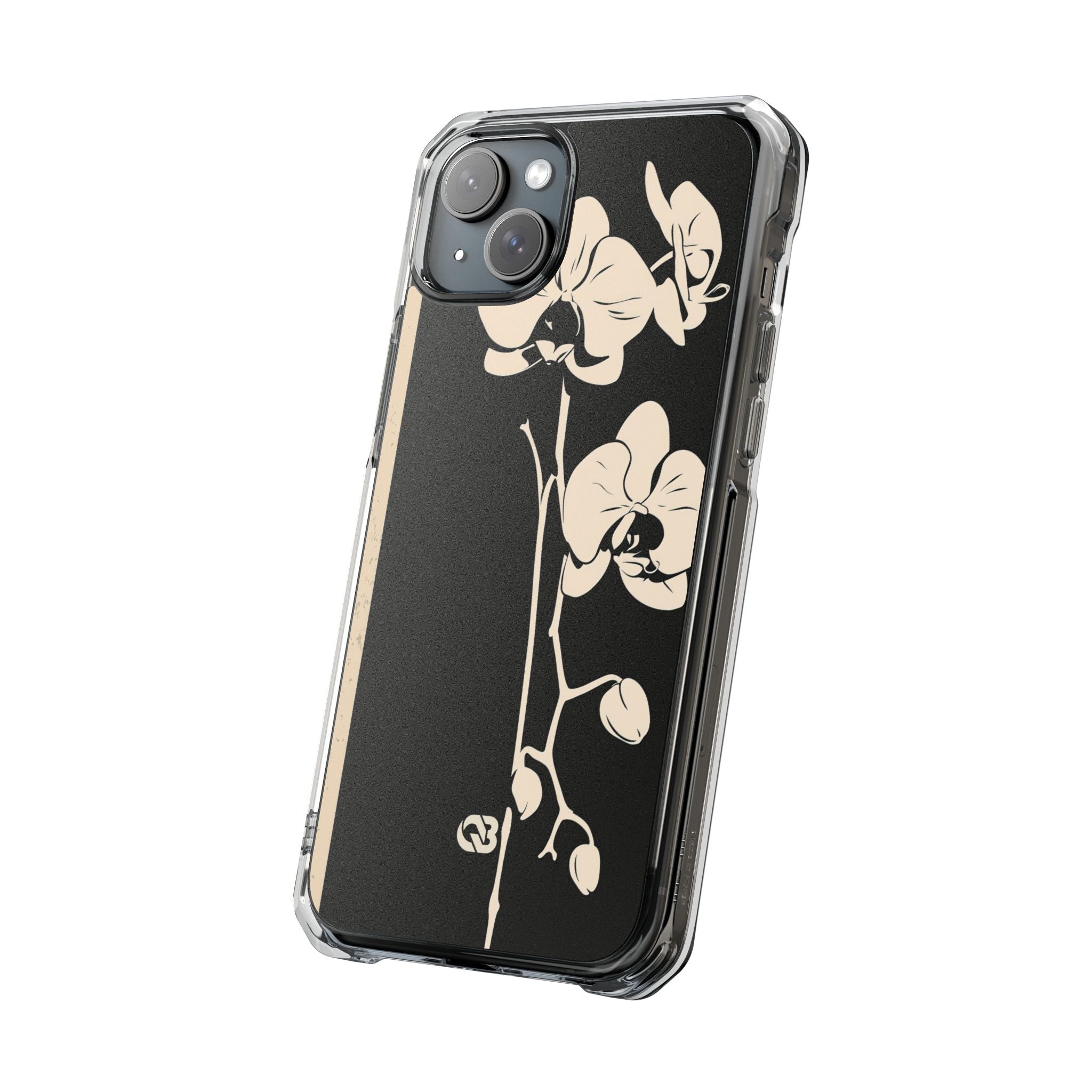 Black Impact MagSafe Phone Case for iPhone - Obsidian Bone Orchid