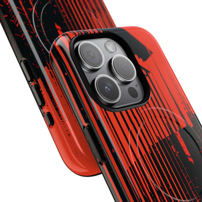 Red Tough 2.0 Magsafe Phone Case for iPhone - Crimson Brutalist Distortion
