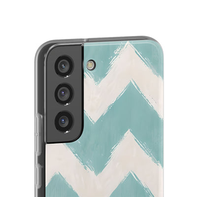 Teal Painted Chevron · Soft Phone Case for Samsung