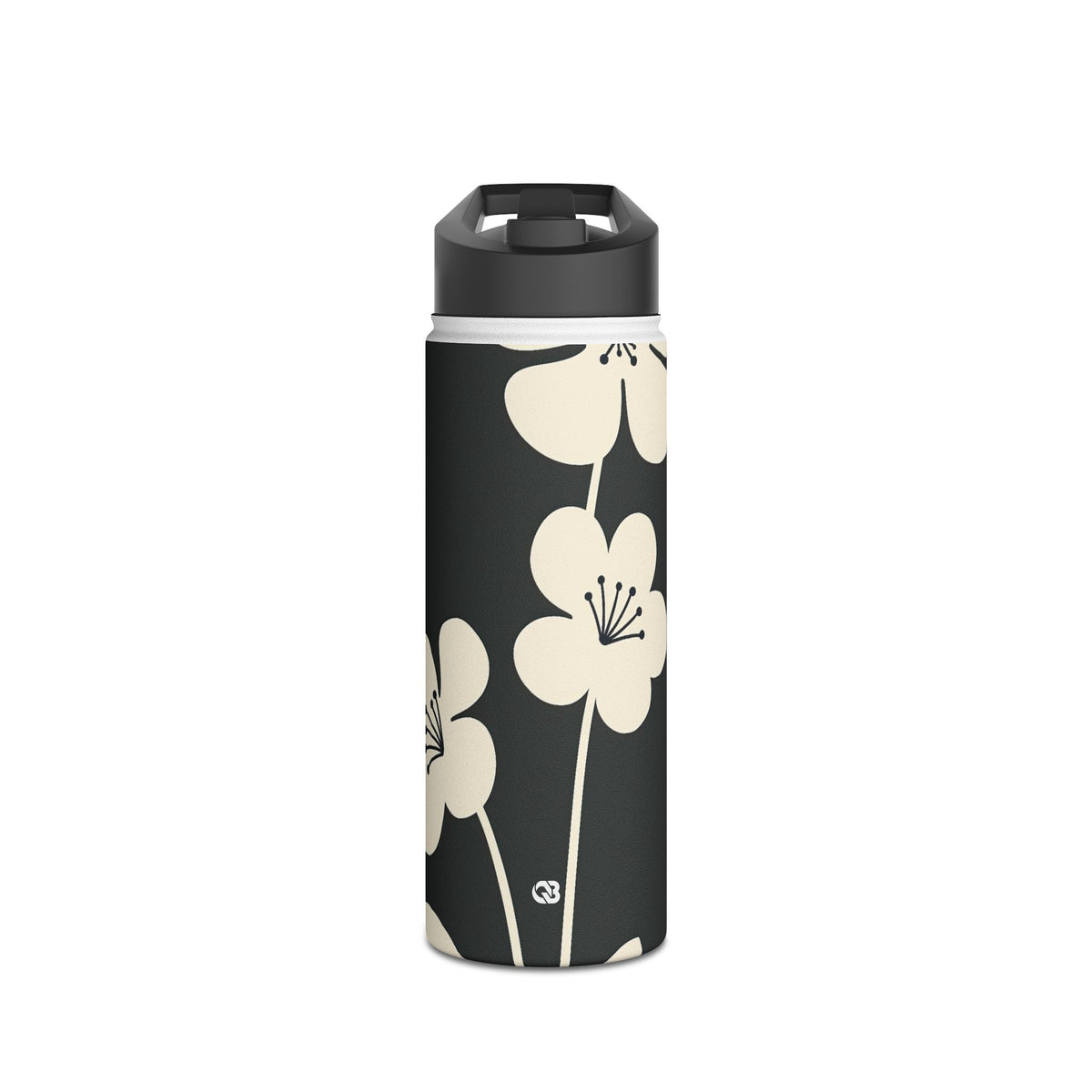 Nordic Blossom · Insulated Water Bottle · Black