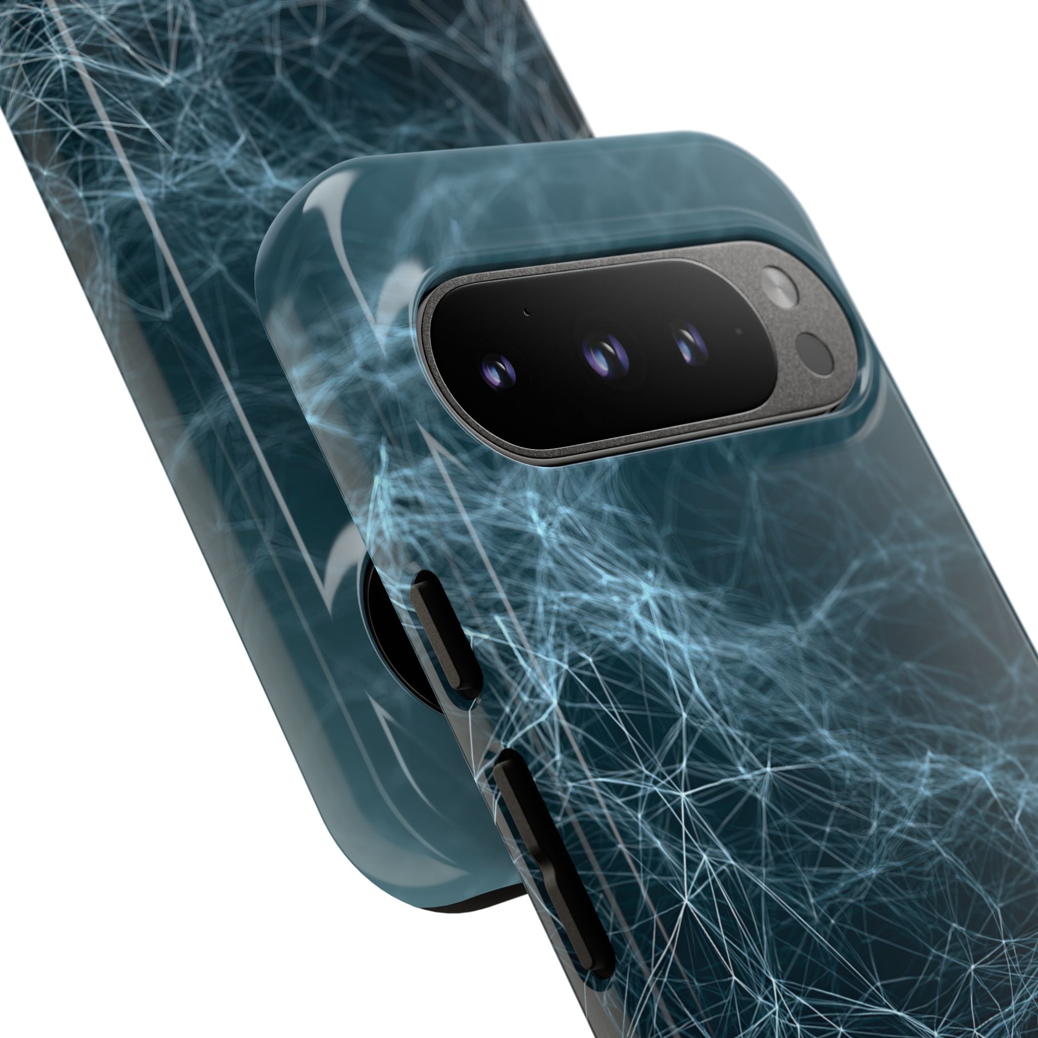 Teal Tough Phone Case for Google Pixel - Arctic Neural Mesh