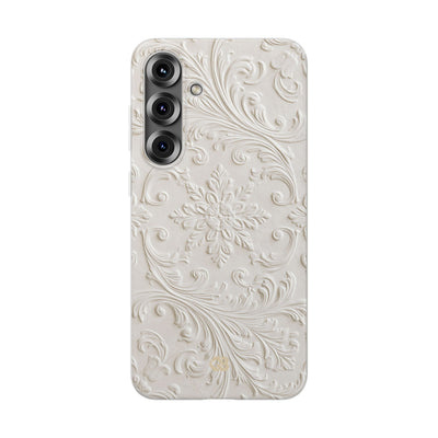 White Lite Phone Case for Samsung - Alabaster Floral Relief