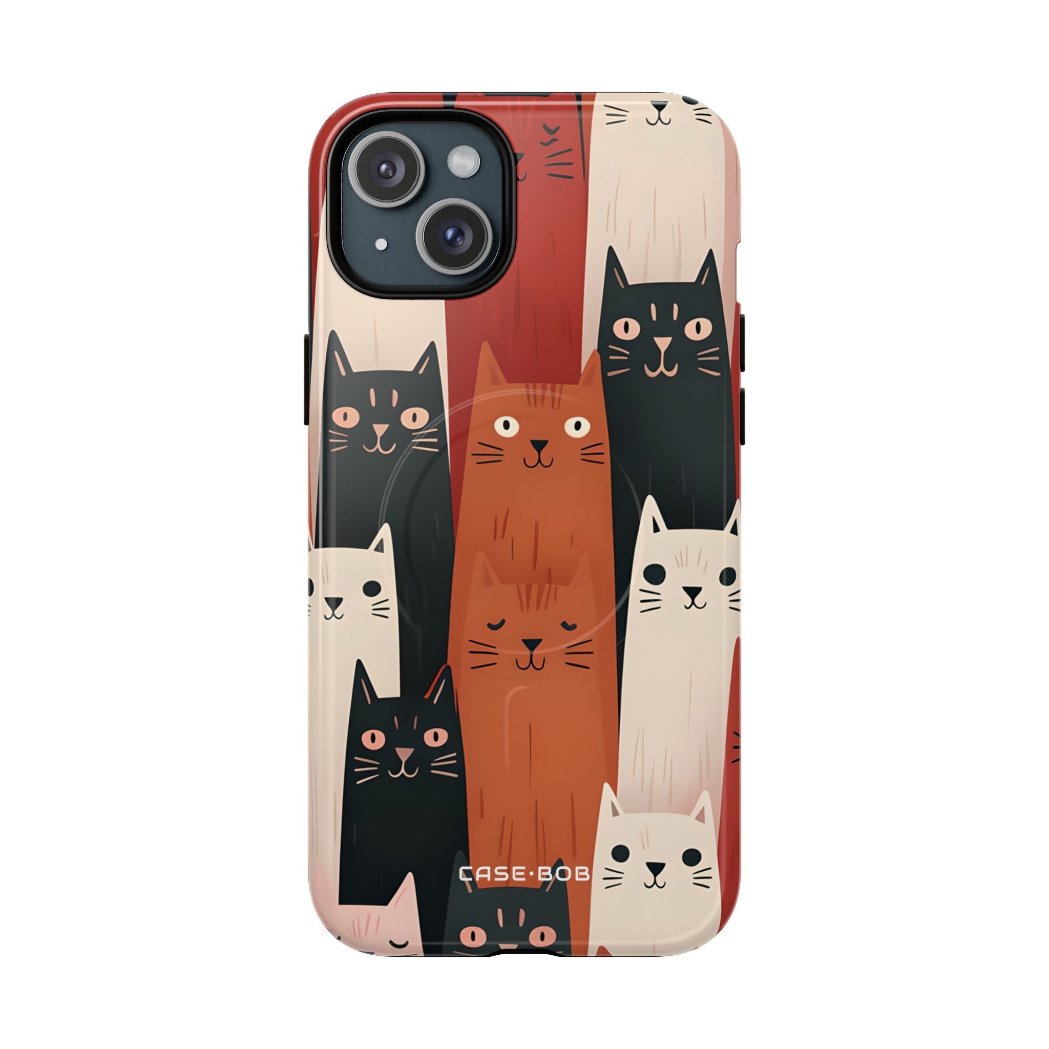 Elongated Cats Zwart iPhone 15 Plus Case - Tough+