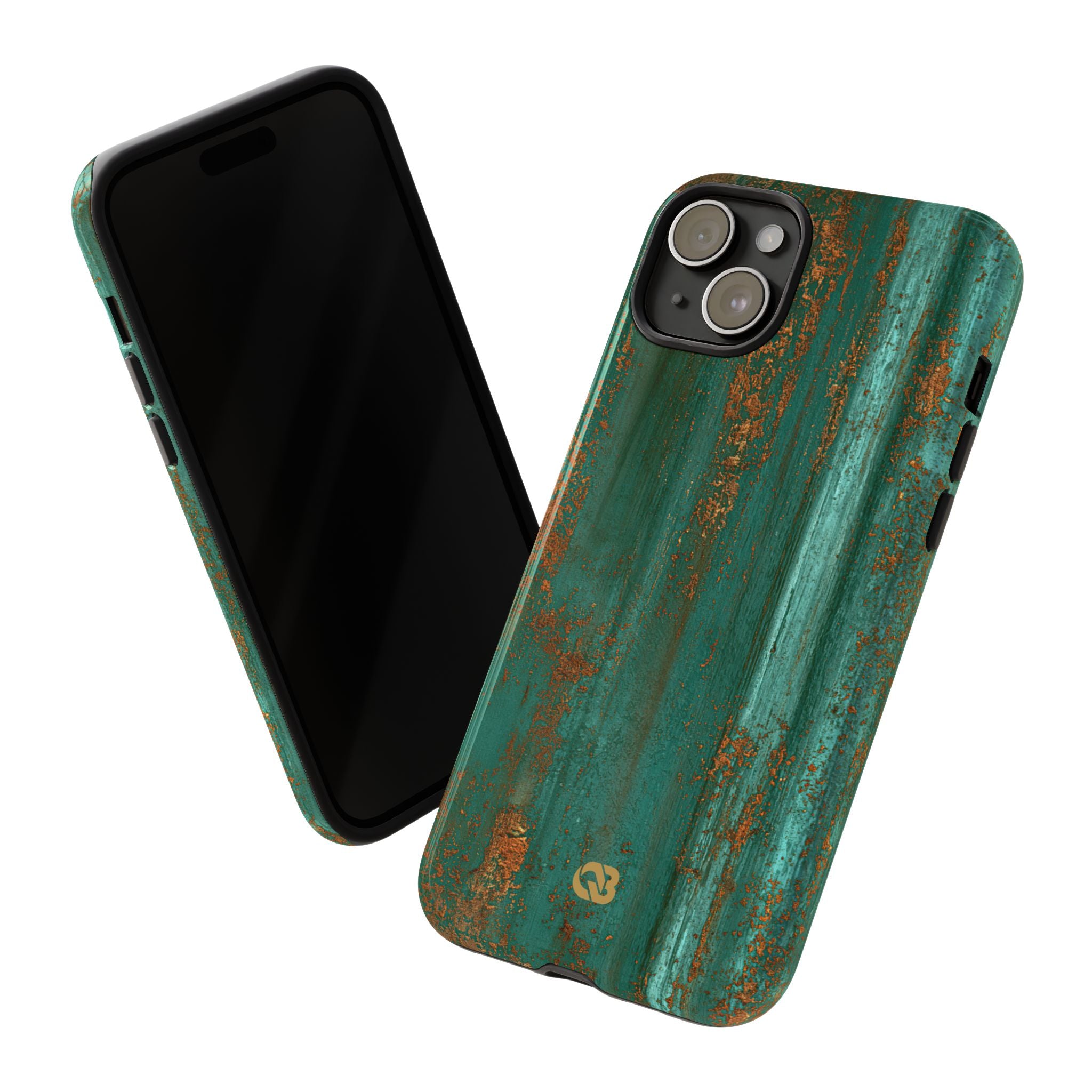 Teal Tough Phone Case for iPhone - Verdigris Copper Siding