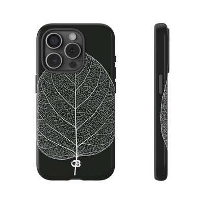 Black Tough Phone Case for iPhone - Bleached Leaf Lattice