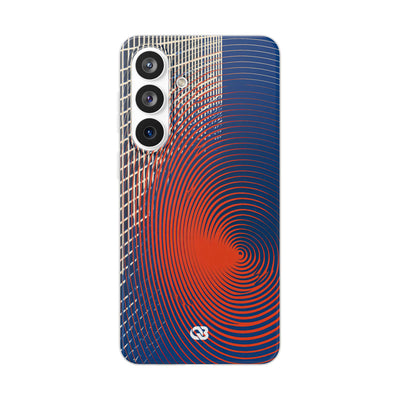 Blue Lite Phone Case for Samsung - Orange Orbit Grid