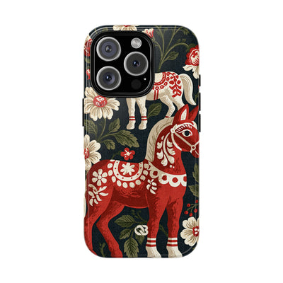 Nordic Dala Meadow · Tough Phone Case for iPhone · Red